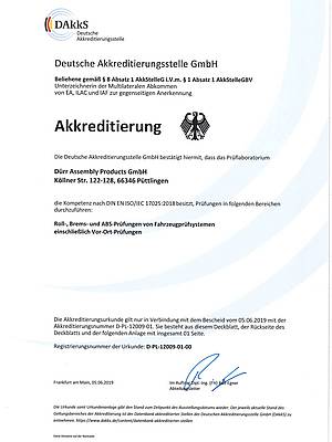 Accredited Test Laboratory - Dürr