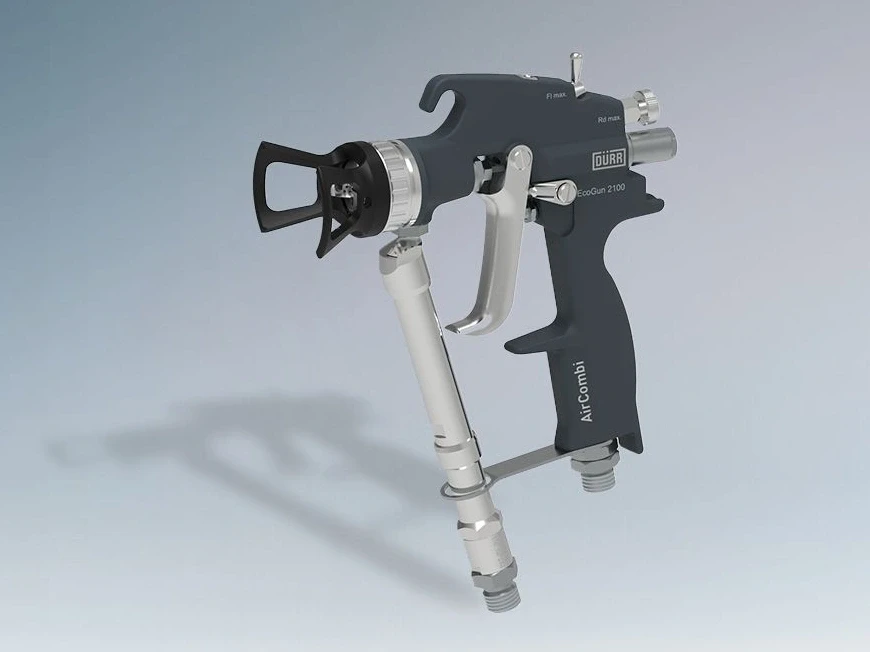 Manual air assist spray gun for high viscosity material